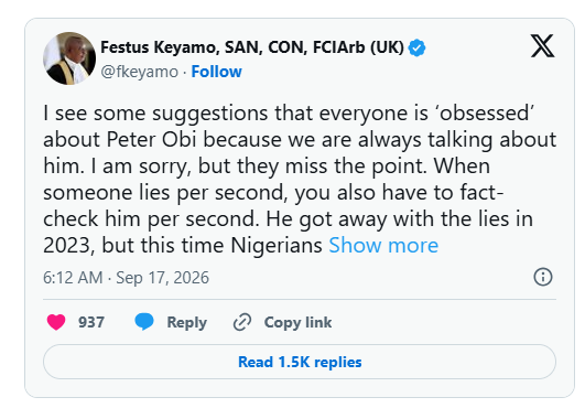 keyamo tweet on peter obi